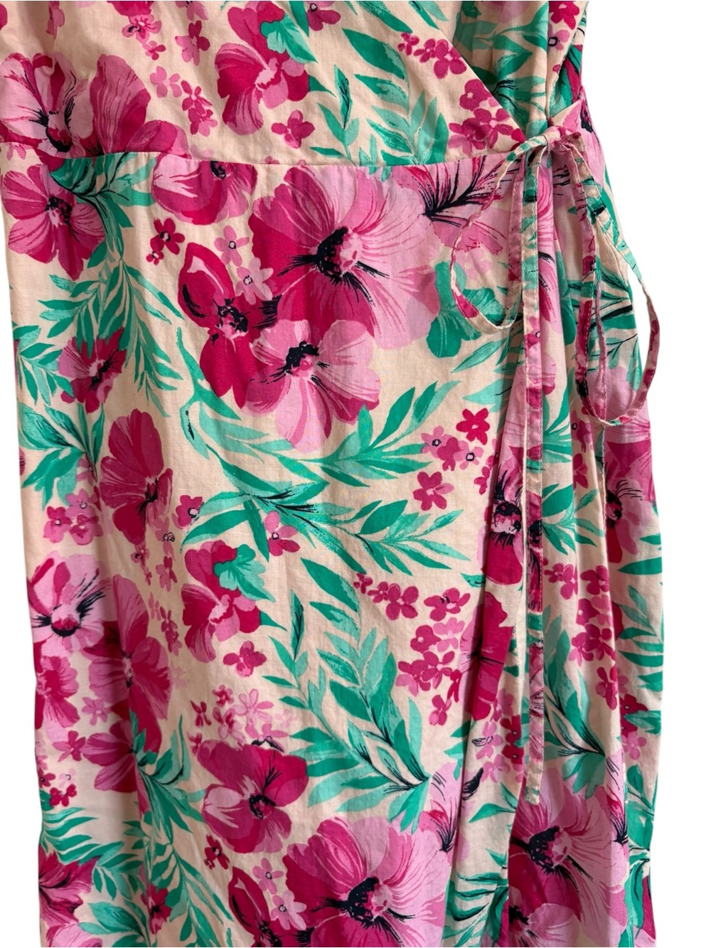 J.Crew Floral Wrap Midi Dress Size 6 Pink Tropical Floral - Picture 2 of 4